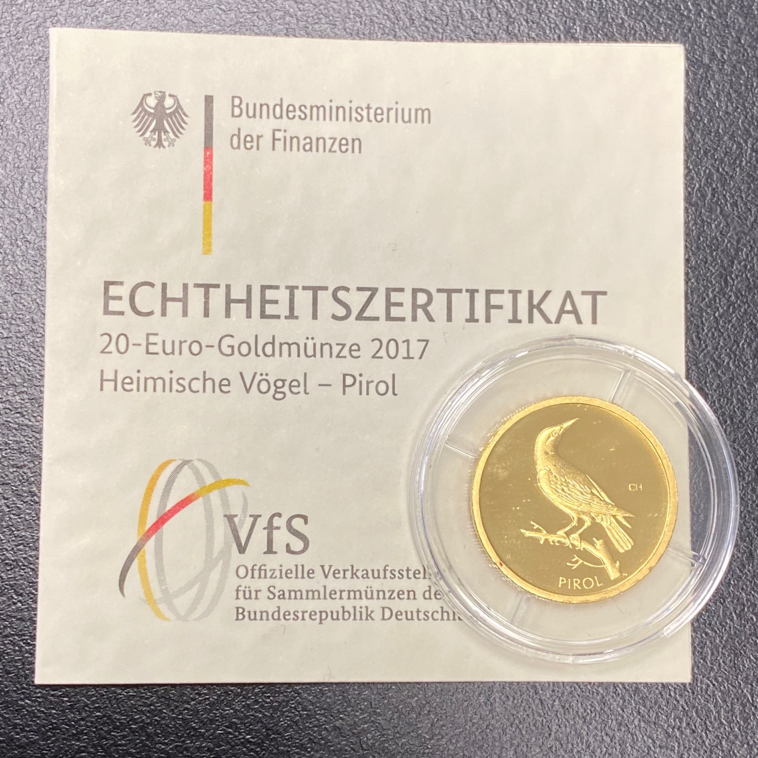 Heimische Pirol 1/8 Unze Gold 2017