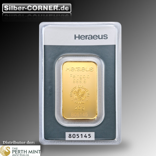Heraeus 20 Gramm Goldbarren