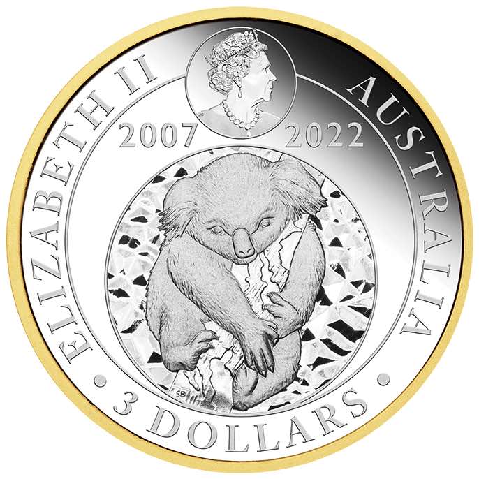 Koala 3 Oz Silber vergoldet 2022 Avers Elizabeth II Jubiläum