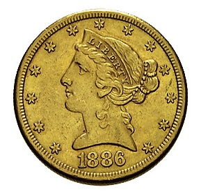 Liberty Head 5 Dollar Goldmünze verschiedene Jahrgänge