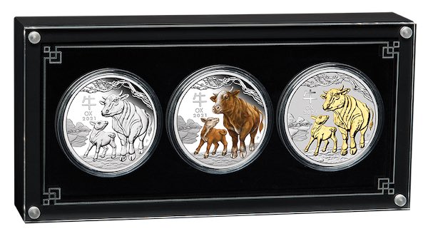 Lunar III - Ochse - Trio 3 x 1 Oz Silber Set + Box + COA*