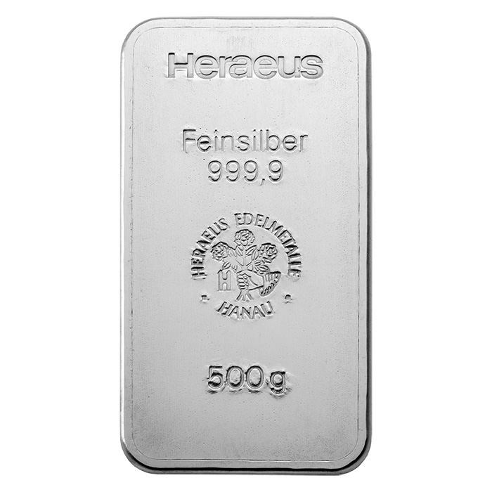 Silberbarren 500g Heraeus Feinsilber 999