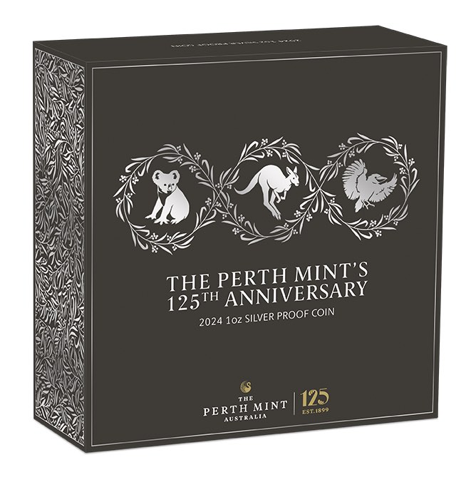 Verpackung 125 Jahre Perth Mint Sibermünze
