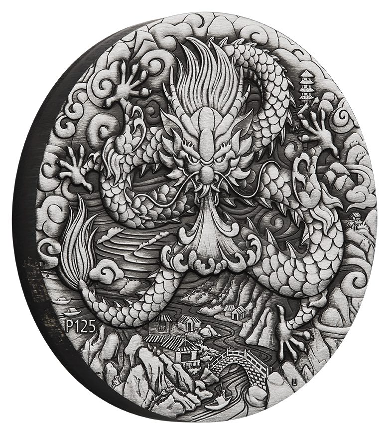Lunar Drache 2 Oz Silber Antik 2024 