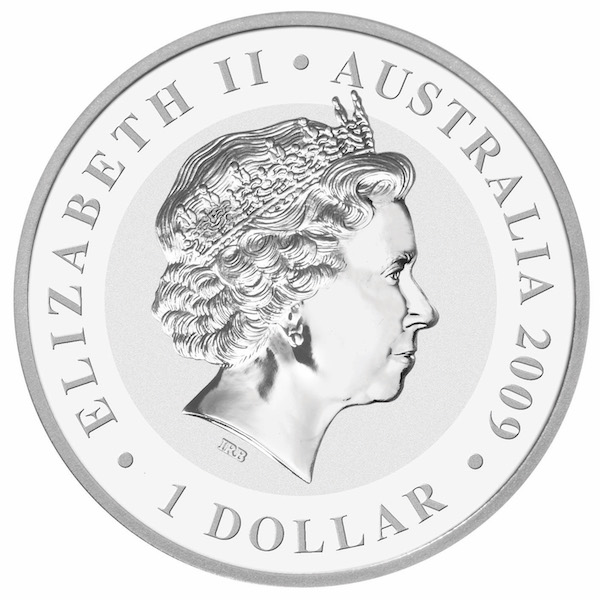 Koala 1 Unze Silber 2009 Avers Elizabeth II