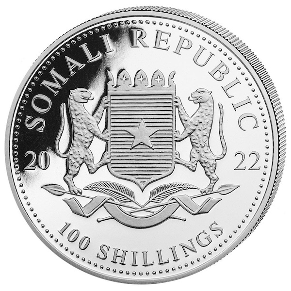 100 Shillings vergoldet Somalia Elefant 2022 