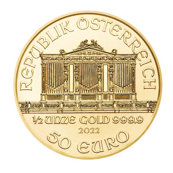 50 Euro Goldmünze Wiener Philharmoniker 2022.