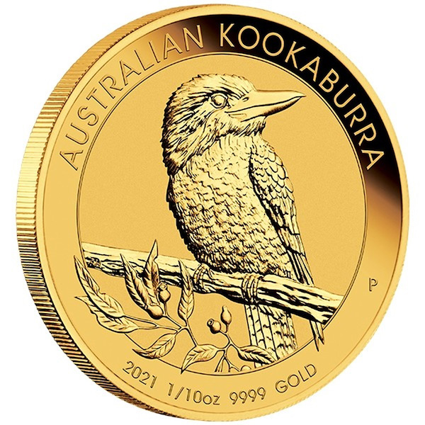 Australien Kookaburra 1/10 Unze Goldmünze 2021 