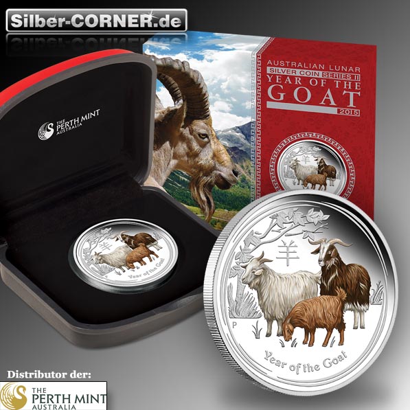 Lunar II Ziege 1/2 Oz Silber proof farbig 2013 Moodshot