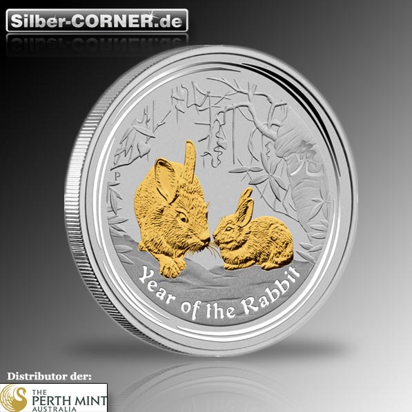 Lunar II Hase 1 Oz gilded +COA ohne Box*