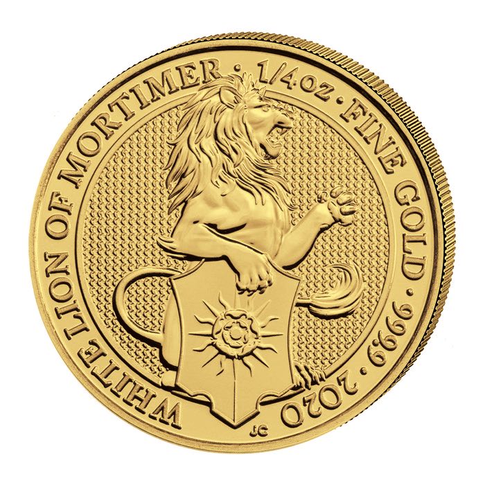 Queens Beasts White Lion of Mortimer 1/4 Oz Gold 2020