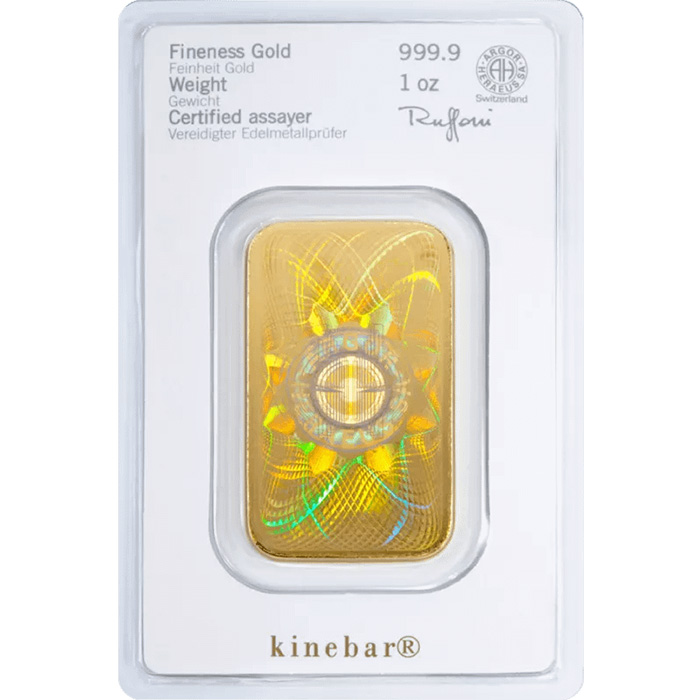 Rückseite Heraeus 1 Oz Goldbarren Kinebar Kinegramm Hologramm