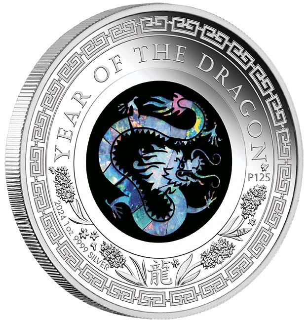 Lunar Drache 1 Unze Silber Opal 2024 