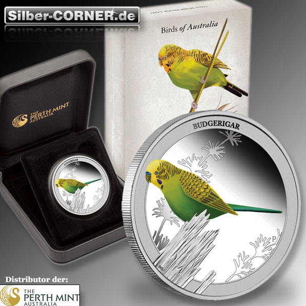 2013 Birds of Australia - Budgerigar 1/2 Oz Proof Silber Coin + Box + CoA*