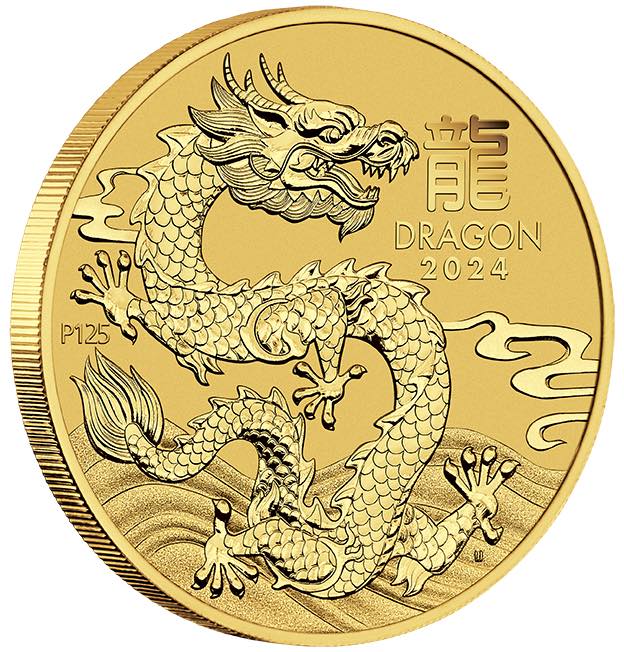 Lunar III Jahr des Drachen 1 Unze Gold 2024 Motivseite