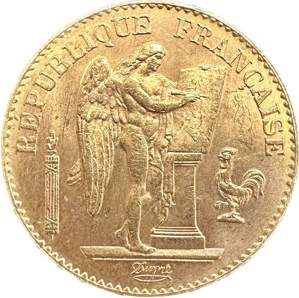 Stehender Engel 20 Francs Goldmünze Republik