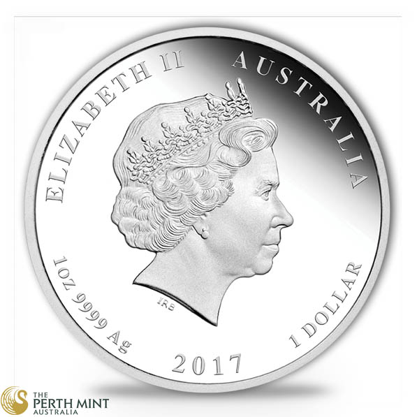 1 Dollar Lunar Hahn farbig 2017