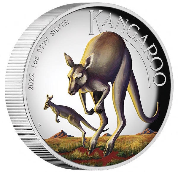 Australien Känguru 1 Unze Silber High Relief farbig 2022 + Box +COA*