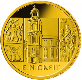 100 Euro Goldmünze Einigkeit 2020 Rückseite Motiv Säulen der Demokratie