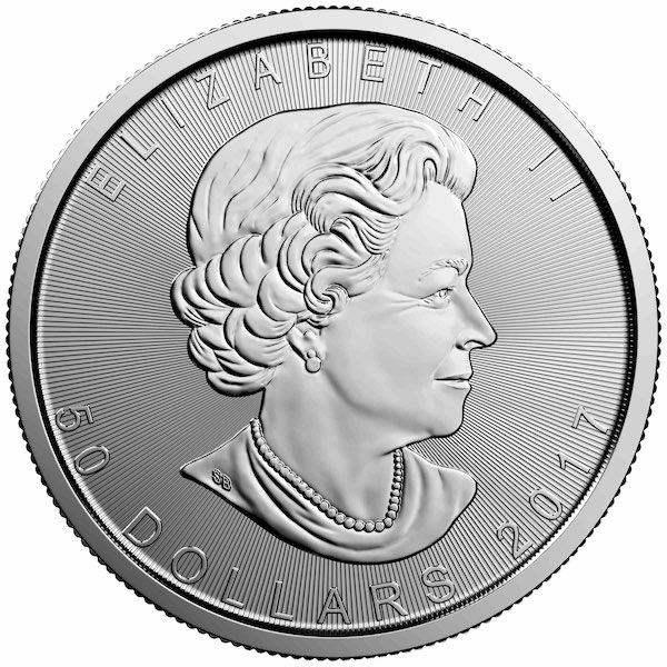 Platin Maple Leaf 1 Unze Wertseite Silber-CORNER.de