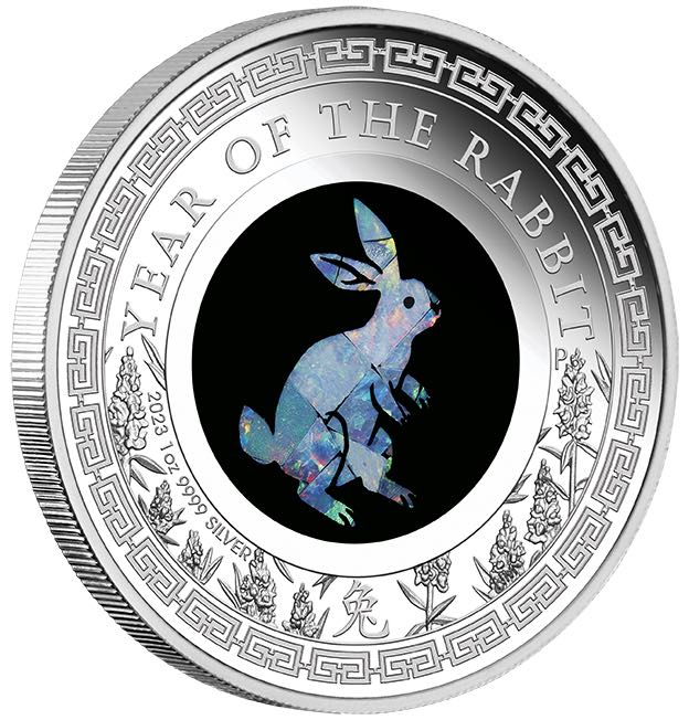 Lunar Hase Opal 1 Unze Silbermünze 2023