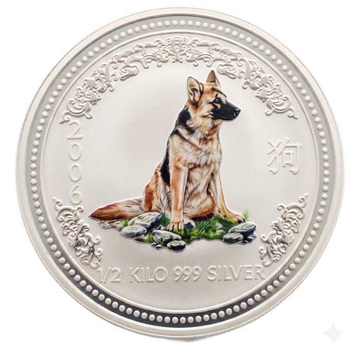 Lunar I 1/2 KG Silbermünze farbig 2006 kaufen und verkaufen.