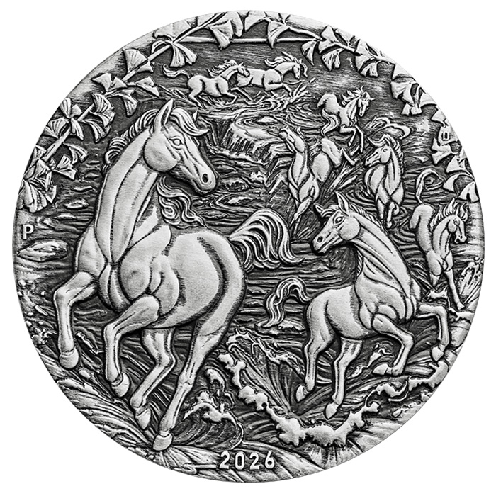Lunar  3 Jahr des Pferd Antik Finish 2026