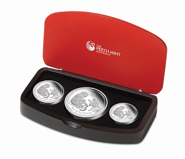 Lunar II 3 Coin Set Sliber Proof Affe 2016