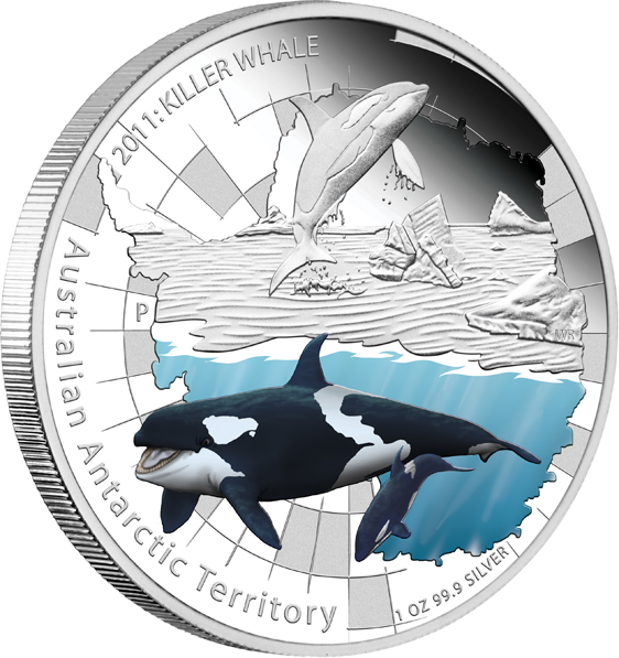ANtarctic Territory Killer Whale 1 Unze Silbermünze 2011