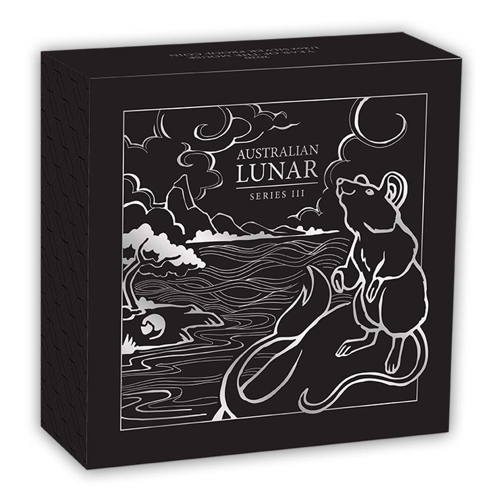Umverpackung 1/2 Unze Silber Proof 2020 Maus. 