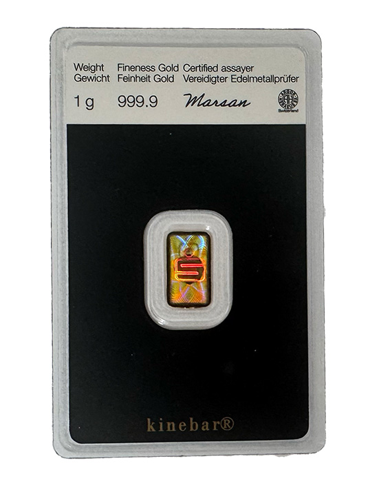 Sparkasse 1 Gramm Goldbarren Kinebar Revers Kinelogo