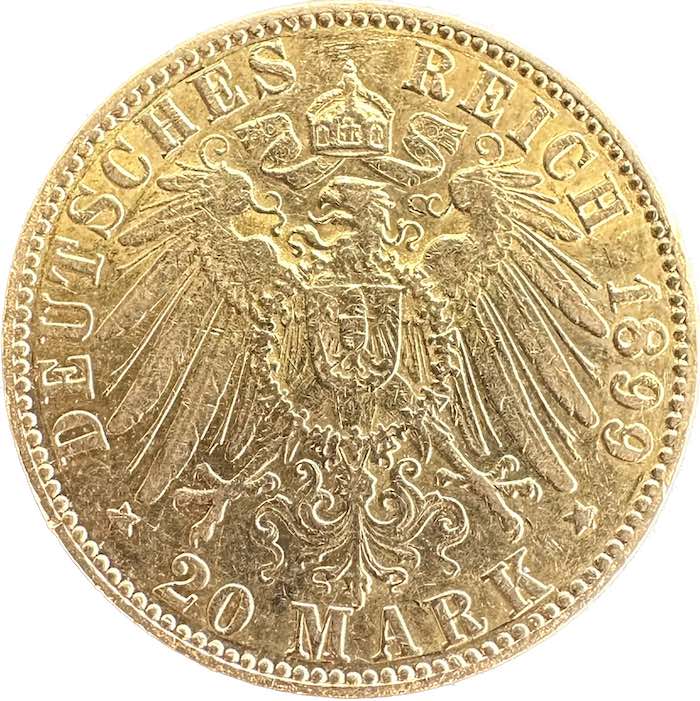 20 Mark Gold Deutsches Kaiserreich Reichsadler Hamburg