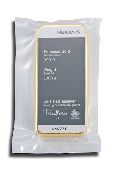 Heraeus 1 KG Goldbarren Zertifikat