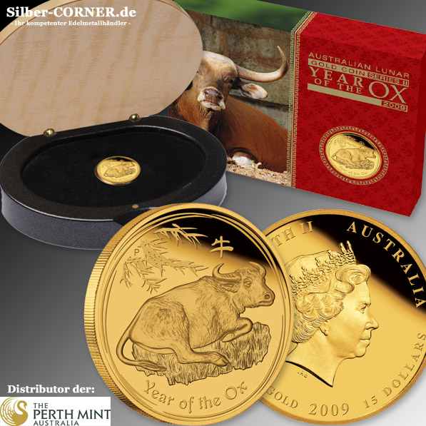 Lunar II Ochse 1/10 Oz Gold Polierte Platte 2009