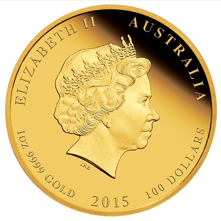 Lunar 100 Dollar Gold Polierte Platte Ziege 2015