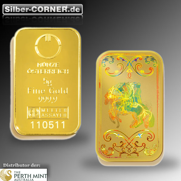 Lipizzaner 5 Gramm Goldbarren
