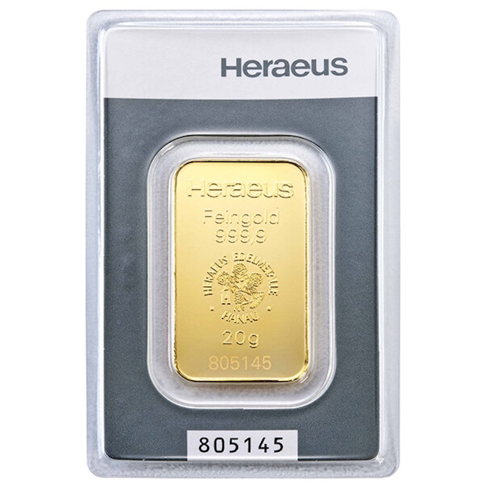 Heraus 20 Gramm Kinebar Goldbarren im original Blister