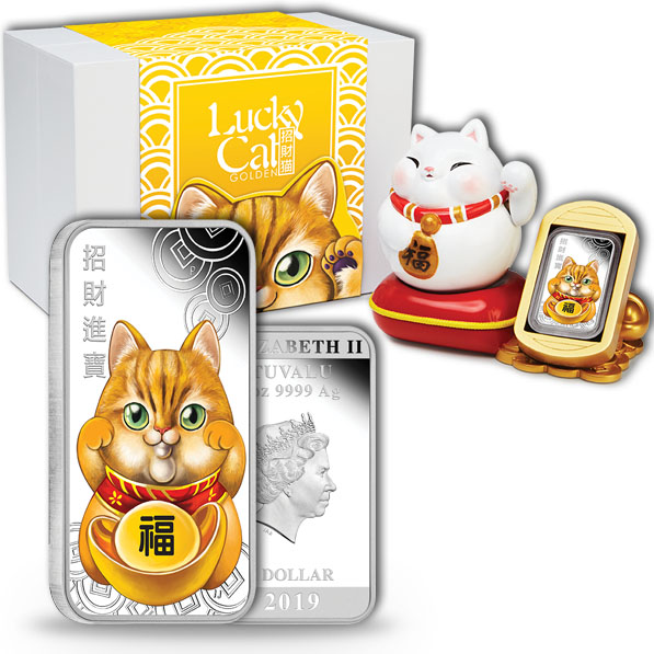 Lucky Cat 1 Oz Silber Proof 2019 +Aufsteller +COA *