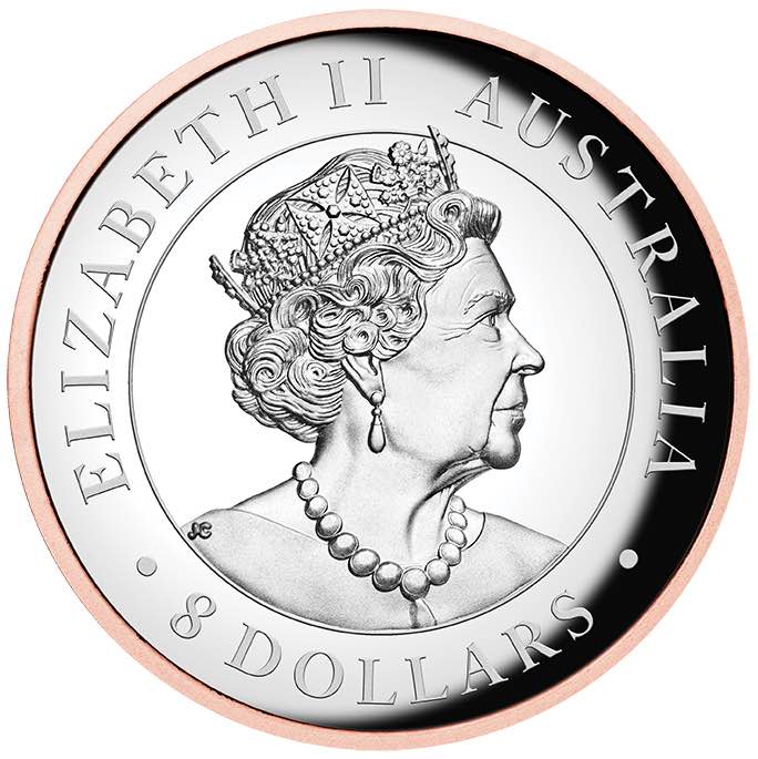 Australien Koala 5 Oz Silber vergoldet 2022 Avers Elizabeth II