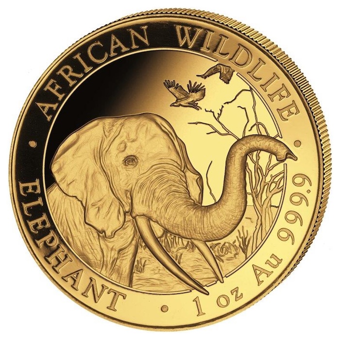 Goldmünze Somalia Elefant 1 Unze 2018 African Wildlife Serie