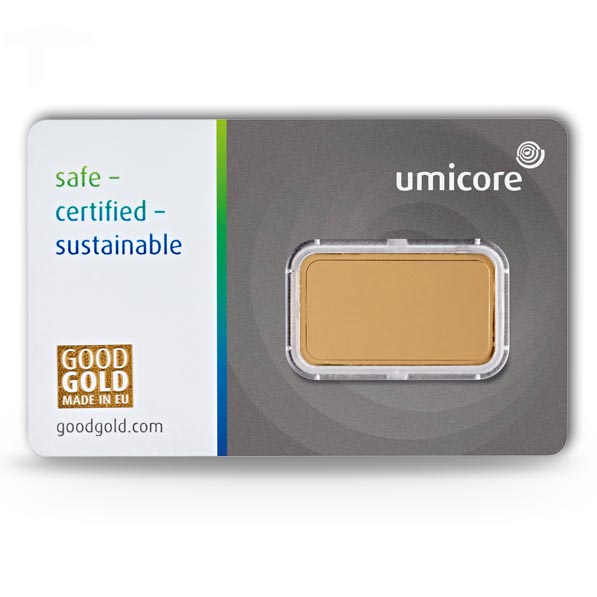 Umicore 10 Gramm Goldbarren Rückseite 