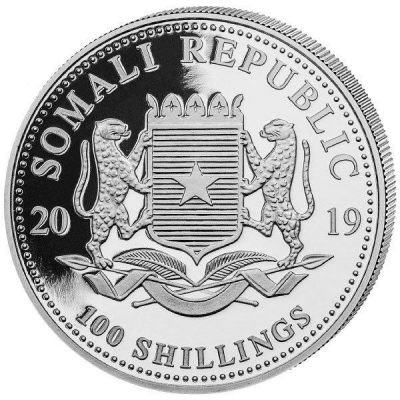 Somalia Leopard 2019 1 oz Silber Wertseite Wappen Somalia