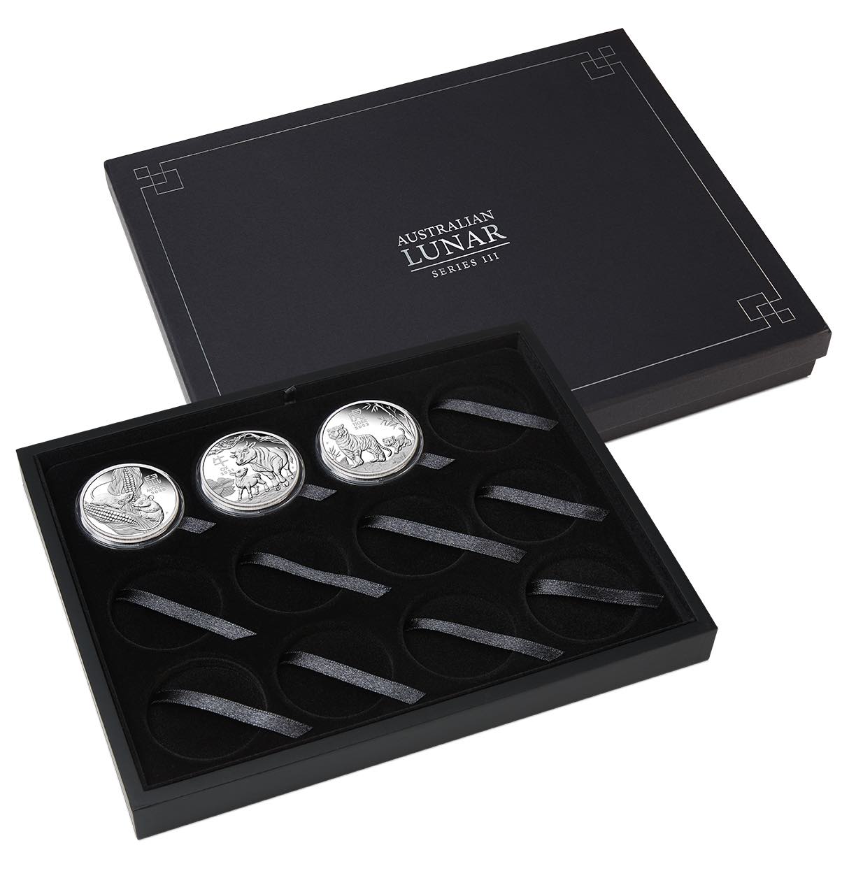 Lunar 3 - 12 Year Collection - 4 x 2 Oz Silber Proof + Box + Zertifikat (Maus+Ochse+Tiger+Hase)*