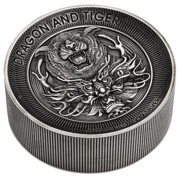 Dragon and Tiger 2 KIlo Silbermünze High Relief 2022