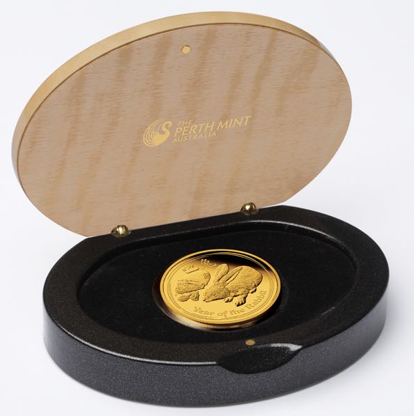 Sammlerbox Holz Lunar 2 Jahr des Hasen 1 Unze Gold 2011