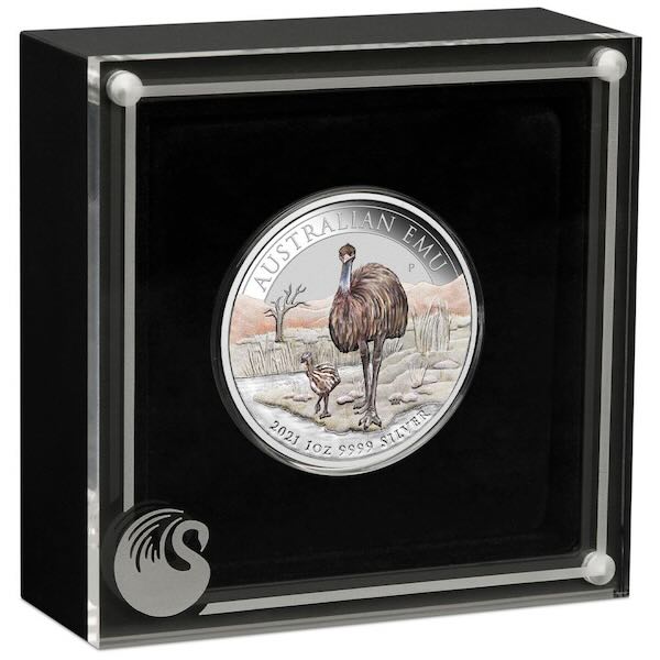 Australien Emu 1 Unze Silber farbig 2021 Sammlerbox