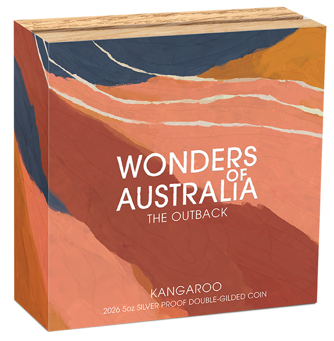 wonders of australia 5 oz silber vergoldet Umverpackung 2026