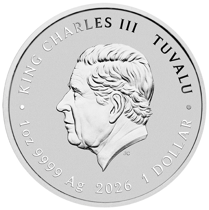 Dune 1 Oz Silbermünze farbig 2026 Avers King Charles III