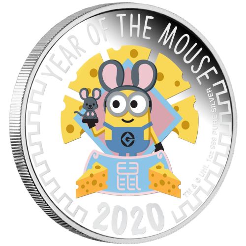 Minions - Jahr der Maus - 1 Oz Silber Proof 2020 + Box*