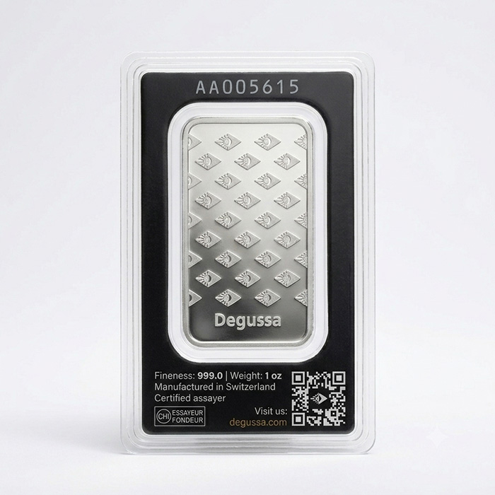 Degussa 1 Oz Silberbarren Rückseite